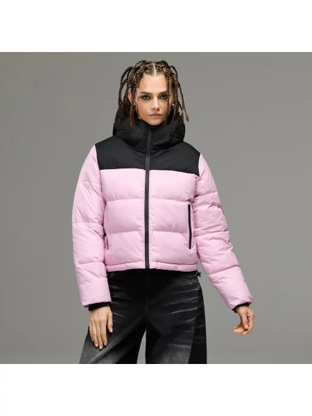 Cropp Стьобана дута куртка з капюшоном пастельний рожевий