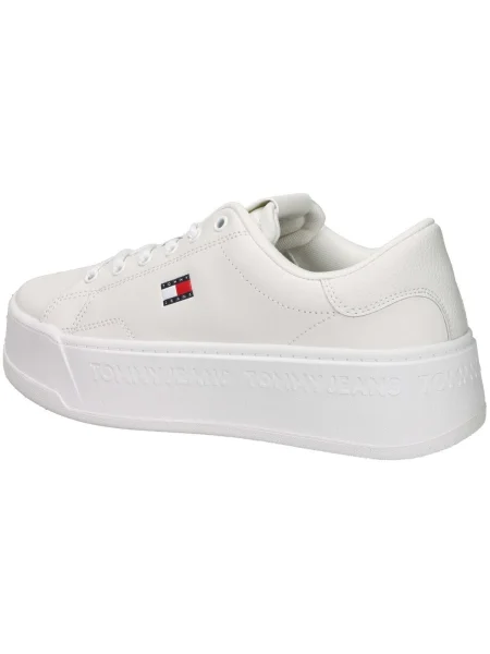Džínsy Tommy Hilfiger na platforme s autogramom biela