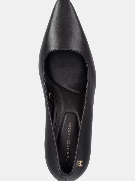 Tommy Hilfiger Кожени обувки с тънък TH LOGO LTH PUMP SLANTED HL кафяво