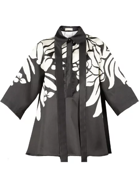 Bluză Elie Saab cu model floral cu imagine negru