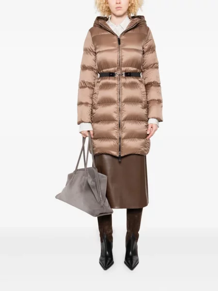 Geacă cu puf Max Mara cu glugă maro