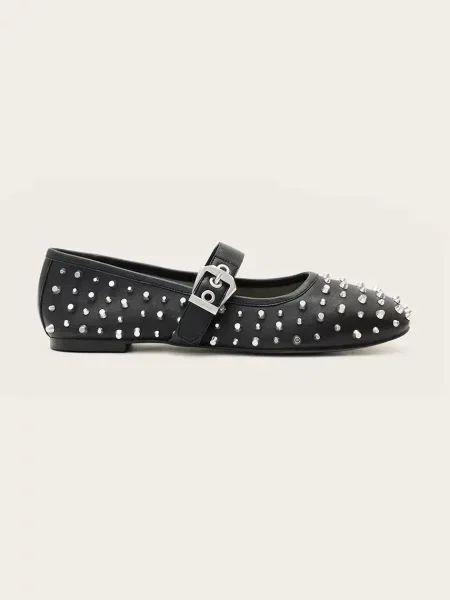 AllSaints baleriny skórzane HOLLY STUD SHOE czarny
