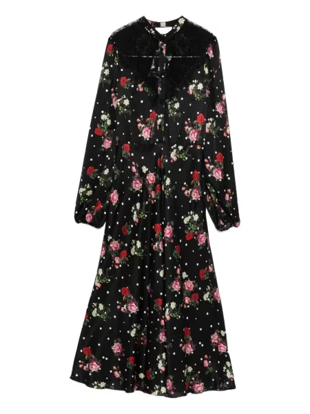 Rochie Nissa cu model floral cu imagine de costum negru