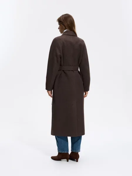 Reserved Двобортне пальто oversize темно коричневий