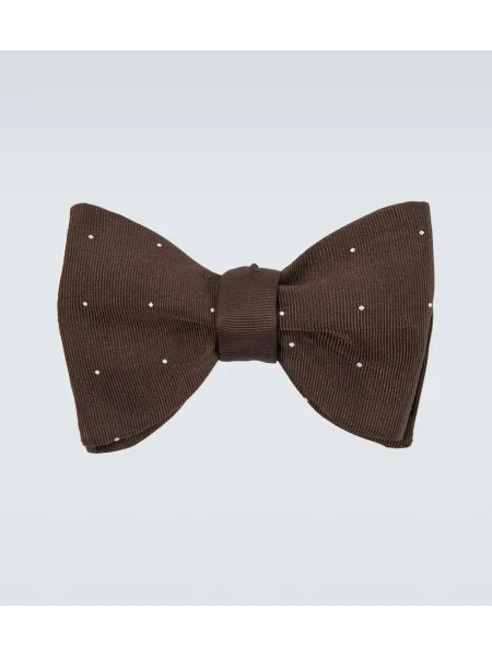 Svilena pikčasta kravata Dunhill z lokom rjava