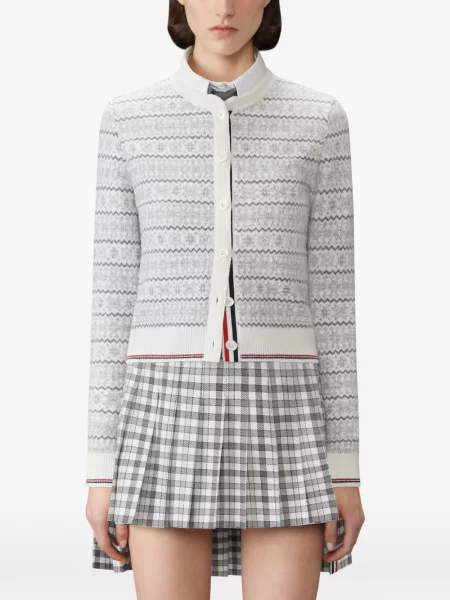 Cardigan Thom Browne de lână alb