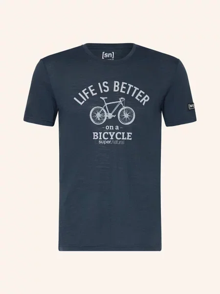 Super.Natural Tričko Better Bike S Příměsí Merino Vlny tmavě modrá