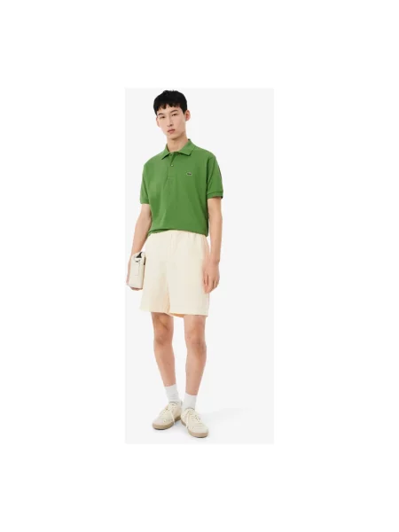 Lacoste szorty z lnem beżowe