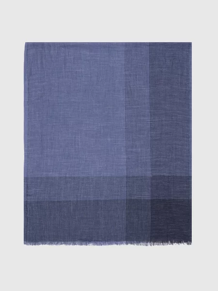 Шарф із шовку та льону Brunello Cucinelli синій