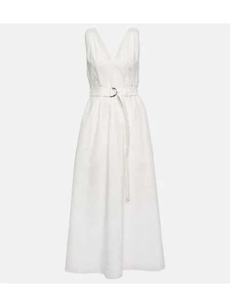 Rochie midi Brunello Cucinelli plisată până la genunchi de costum alb
