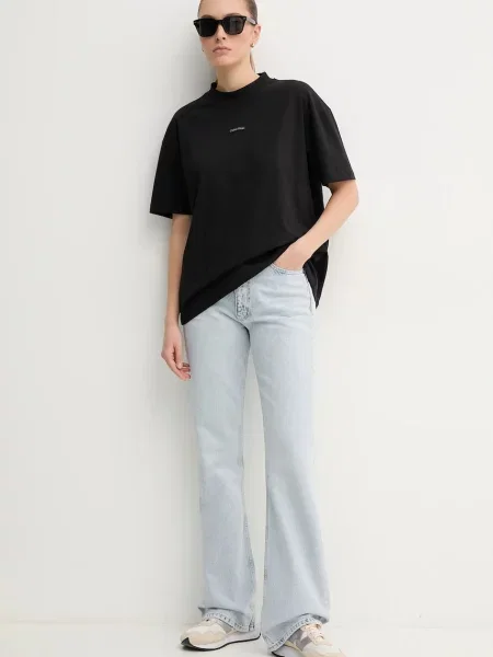 T-shirt z detalem z logo Calvin Klein Jeans czarna