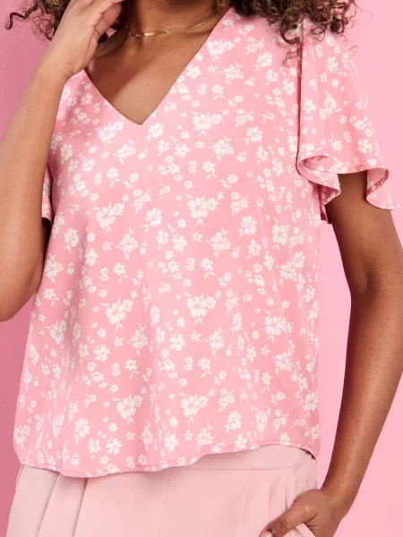 Блузка з квітковим принтом різнобарвний