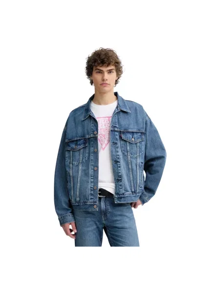 Levi's kurtka jeansowa PRIDE ONE FAMILY TRUCKER przejściowa niebieski