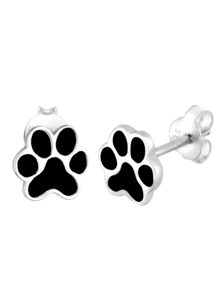 ELLI Uhani Pfote / srebrna črna