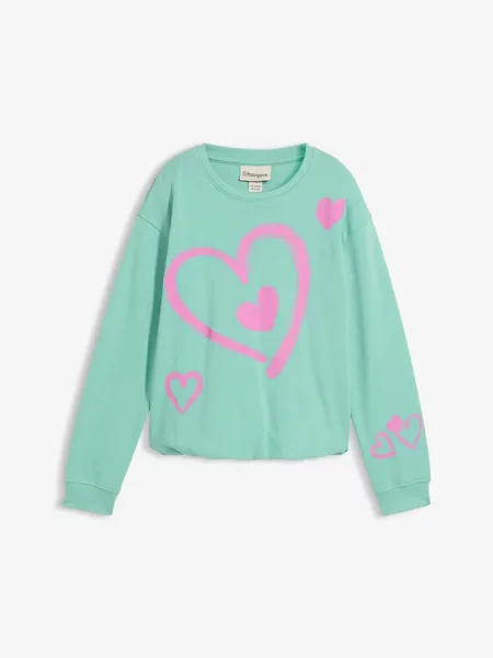 Bluza z balonowym dołem z czystej bawełny organicznej zielona