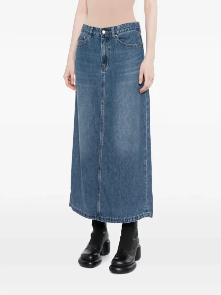 Fustă din denim Jnby în linie A albastru