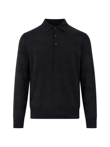 Tricou polo Boss de lână negru