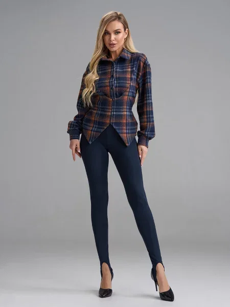 Легінси ISSA Plus темно-синій комбінований верх сині