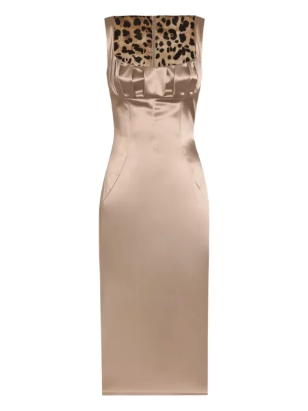 Plisuota midi suknelė Dolce & Gabbana satino iki kelių