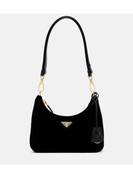 Torbica Prada iz rebrastega žameta črna