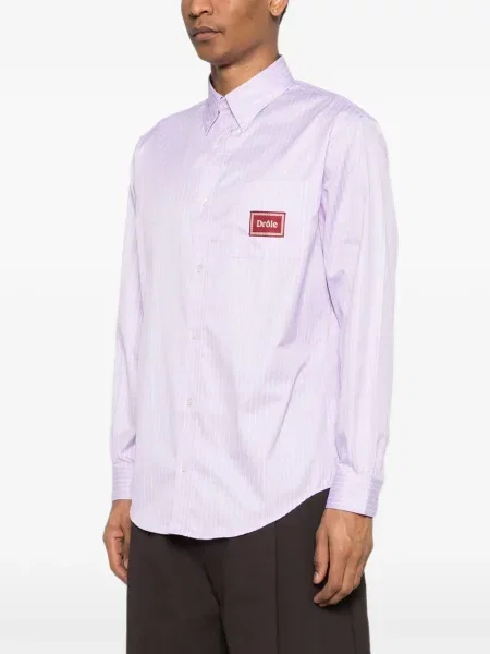 Pruhovaná košile Drôle De Monsieur s autogramem fialová