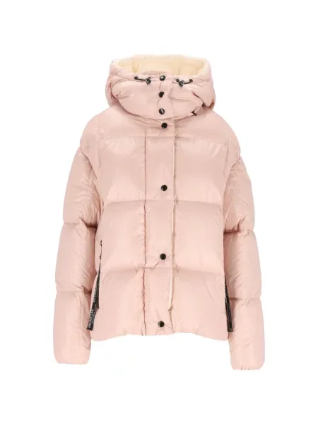 Scurt geacă cu puf Moncler cu glugă roz