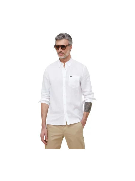 Lacoste koszula lniana Mężczyźni Regular Fit len 39 biały