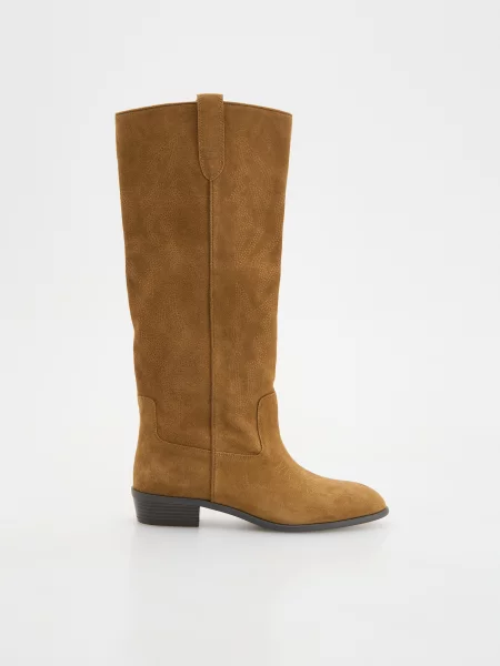 Замшевые ботфорты Reserved бежевые