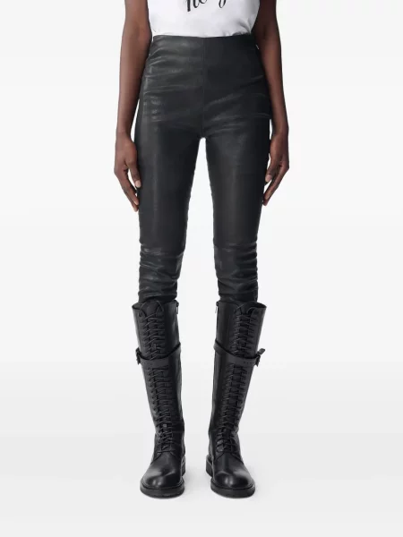 Leggings Ann Demeulemeester din piele negru