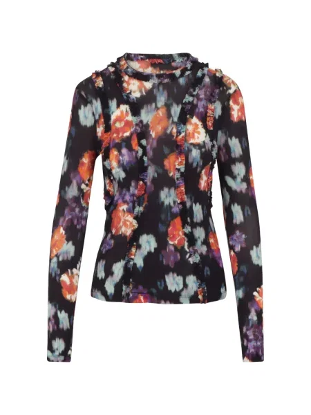 Top Ulla Johnson cu model floral cu imagine negru