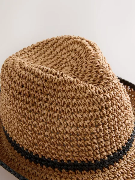 Next Pălărie Fedora maro cappuccino negru