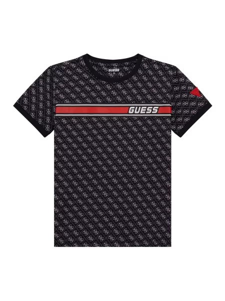 GUESS Marškinėliai raudona / juoda balta