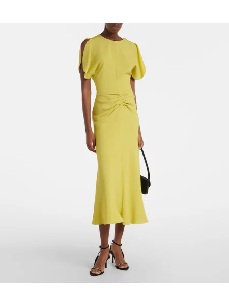 Rochie midi Victoria Beckham din satin galben