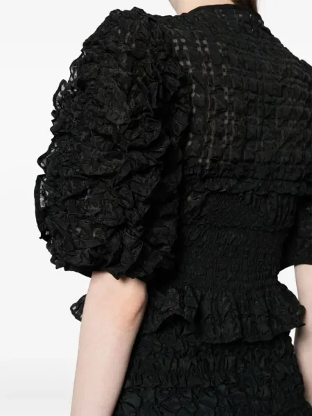 Top Cecilie Bahnsen cu volane din organza negru
