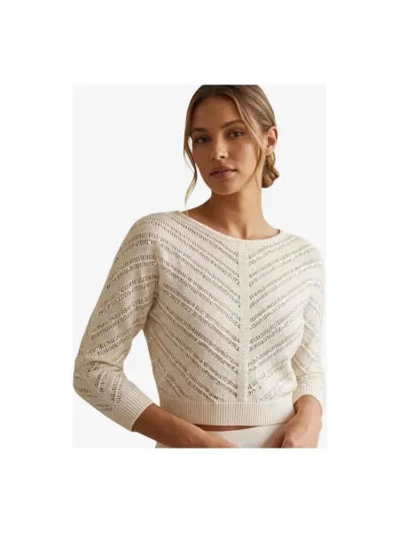 Sweter Guess z cekinami wełniany biały
