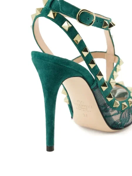 Pantofi cu toc Valentino Garavani din dantelă verde