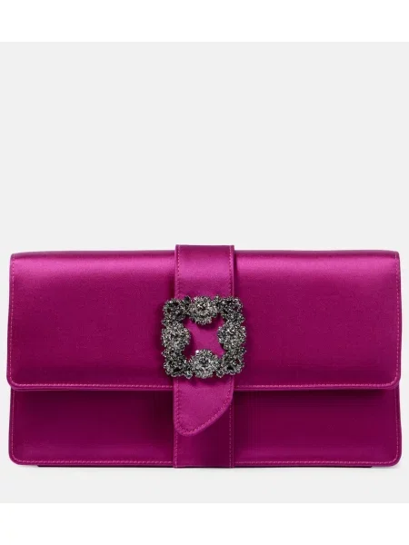 Satynowe spodnie Manolo Blahnik różowe