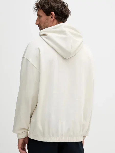 BOSS bluza z kapturem gładka beżowy
