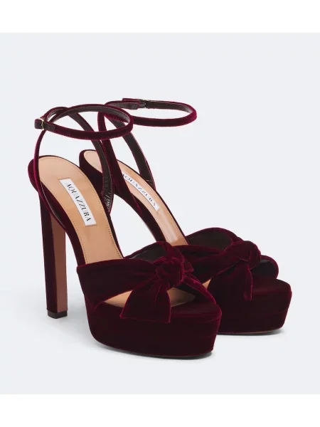Sandale Aquazzura de catifea cu platformă