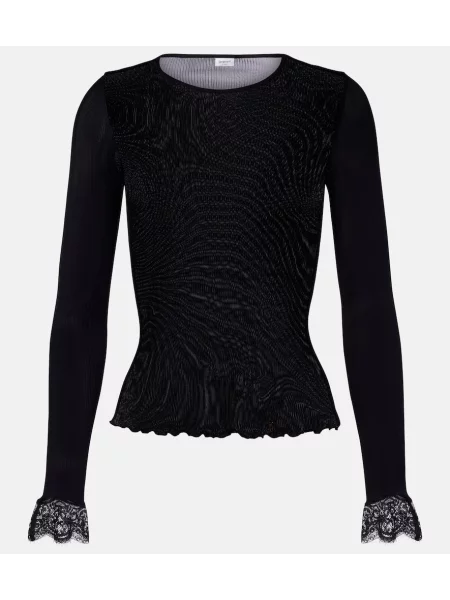 Top Saint Laurent de mătase negru
