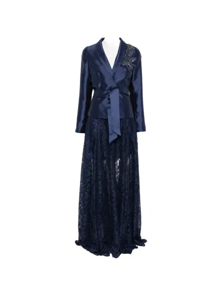 Maksi sukienka maxi Miau By Clara Rotescu koronkowa garniturowa niebieska