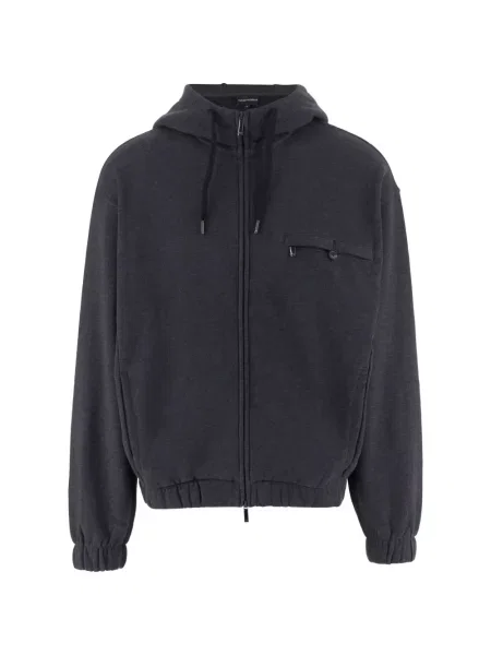 Hanorac cu glugă Emporio Armani cu broderie gri