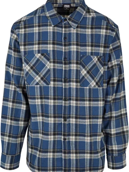 Urban Classics Cămașă Lake crem / azuriu / negru