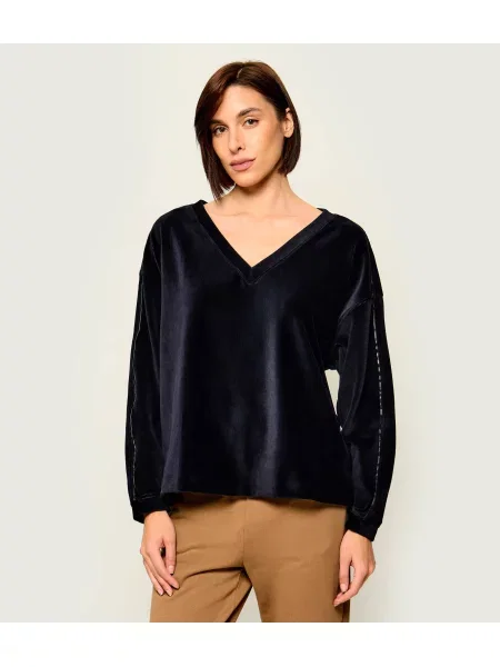 BOSS BLACK Hanorac Velvet | Relaxed fit | catifea reiată negru