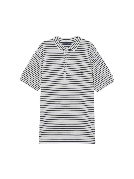 Dzianinowa koszulka polo Brooks Brothers w paski z paskiem biała