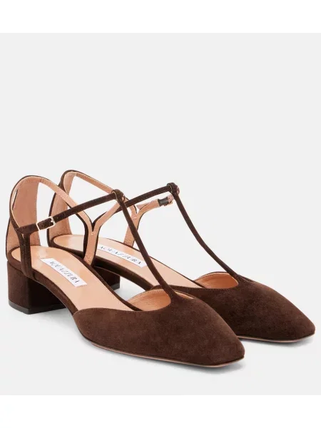 Pantofi cu toc Aquazzura din piele de căprioară maro