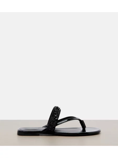 Kožené lakované tangá Dries Van Noten čierna