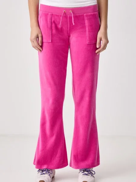 Juicy Couture pantaloni de trening pentru femei din velur WASHED CAISA ULTRA LOW RISE roz