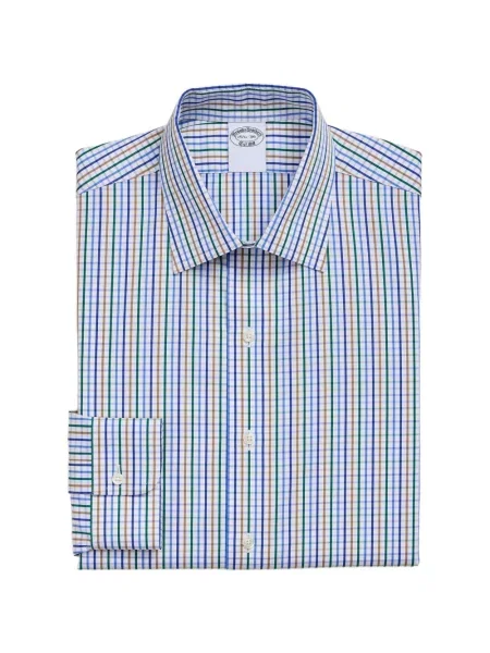 Карирана с яка риза Brooks Brothers бяло
