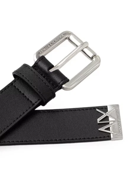 Curea Armani Exchange cu cataramă cu autograf negru